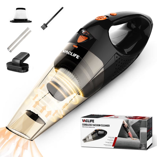 Handheld Vacuum, Car Vacuum Cleaner Cordless, Mini Portable Rechargeable Vacuum Cleaner with 2 Filters, Orange (VL189)