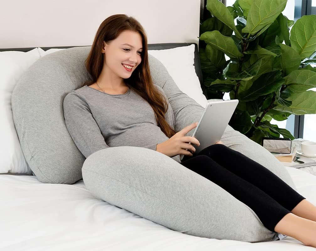 Pregnancy Pillow, Maternity Body Pillow for Pregnant Women,C Shaped Pillow with Jersey Body Pillow Cover
