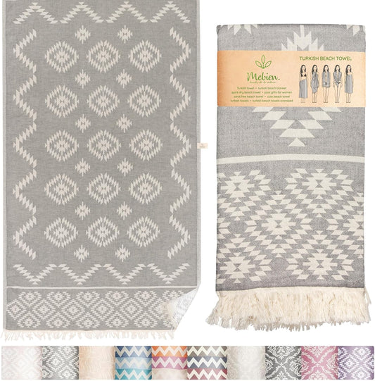 Turkish Towels Beach Towels Oversized (35”X67”) Beach Towels for Adults Quick Dry and Sand Free Beach Blanket 100% Cotton Towel - Vintage Dark Grey